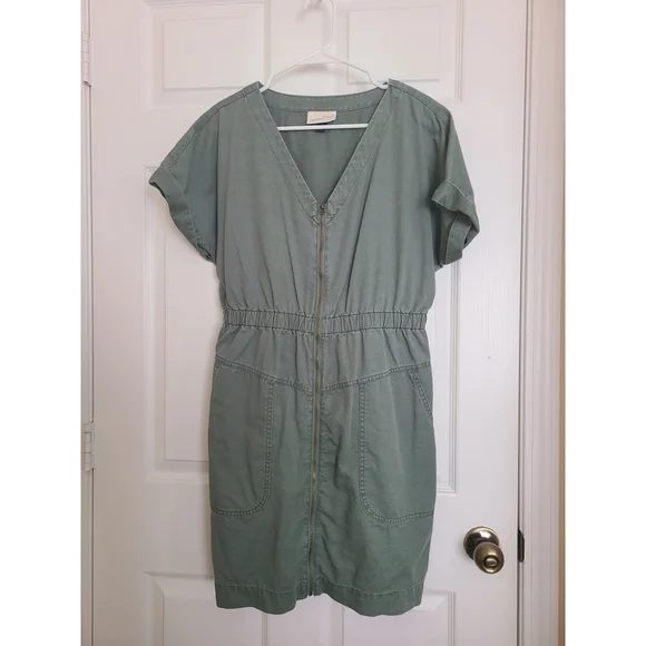 slim fit dress slacks Venus Colored Twill Utility Dress | Olive